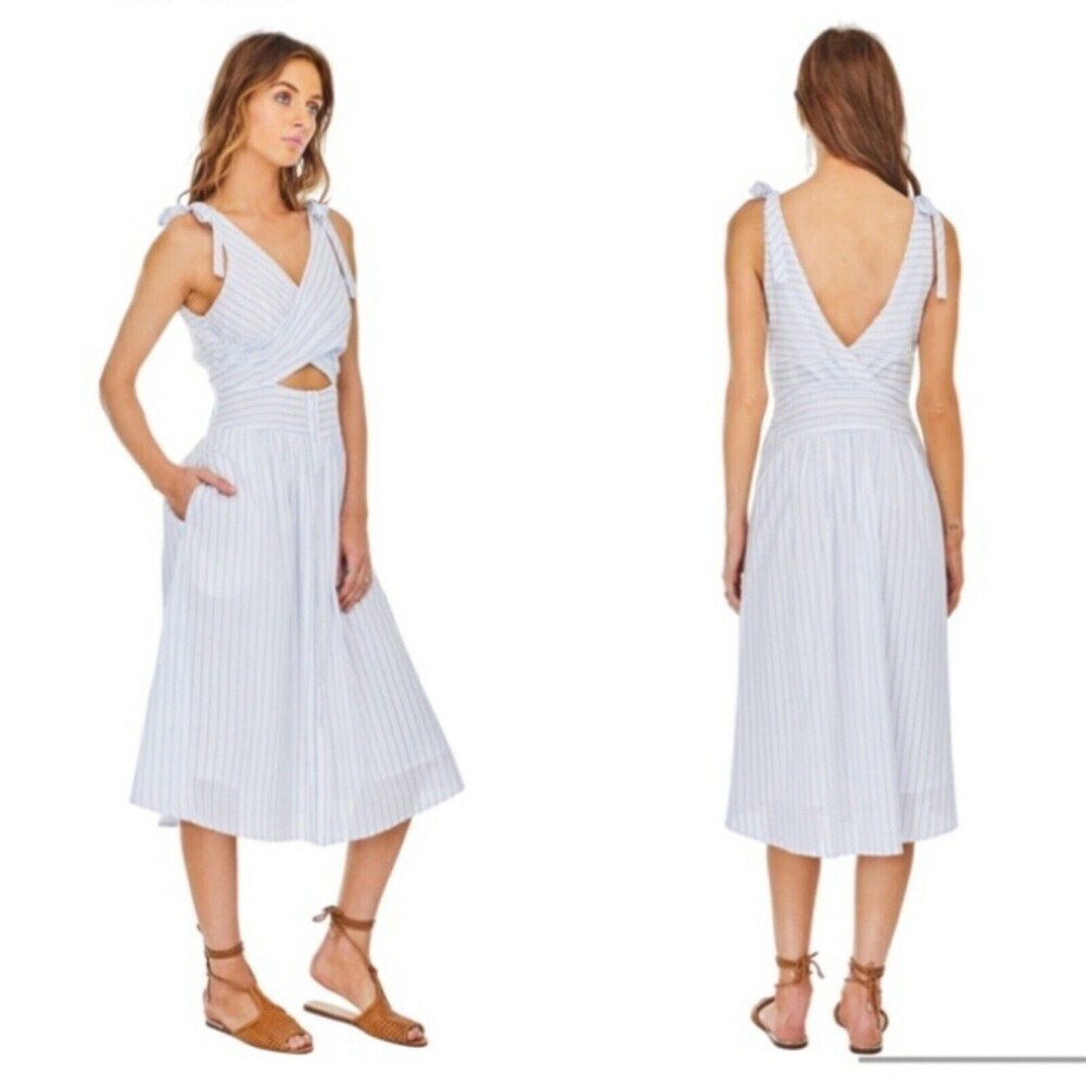 ASTR THE LABEL Nadine Blue‎ White Striped Sundress Dress  Size S​​​​